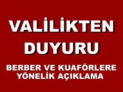 Kırşehir Valiliğinden Berber ve Kuaförlerin Açılmasına Yönelik Açıklama